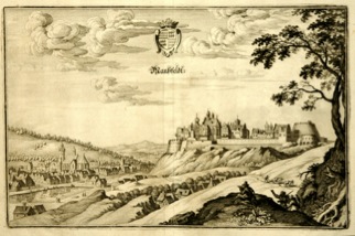 Bild: Mansfeld im Jahre 1650. Stich von Matthäus Merian. Dieses Bild ist gemeinfrei, weil seine urheberrechtliche Schutzfrist abgelaufen ist.