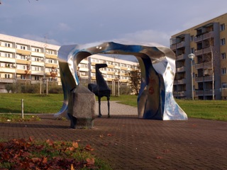 Bild: Das Denkmal Hunt, Stolln und Grubenpferd in der Lutherstadt Eisleben.