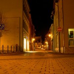 Aschersleben - Am Rathaus bei Nacht.