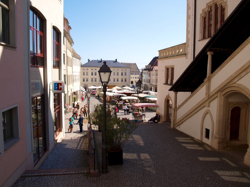 Eisleben - Am Rathaus mit Blick auf den Markt.