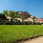Bild: Blick vom Barockgarten auf das Große Schloss zu Blankenburg im Harz.