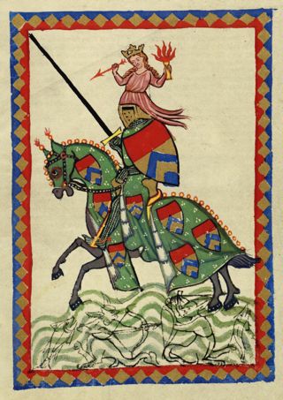 Bild: Ritter mit Pferd, Lanze und Rüstung. Das Bild stellt nicht Hoyer von Mansfeld dar. Dieses Bild ist gemeinfrei, weil seine urheberrechtliche Schutzfrist abgelaufen ist.
