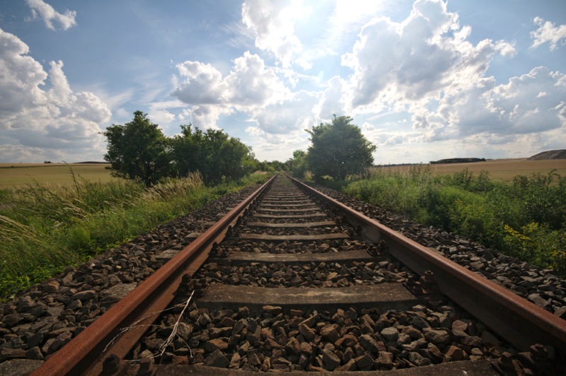 Bild: Schienen der ehemaligen Bahnstrecke Helmsdorf - Hettstedt.